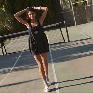 Free People Movement One Two Punch Mini Dress in Black | Size Medium